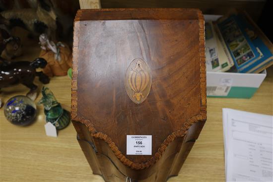 A George III inlaid mahogany knife box